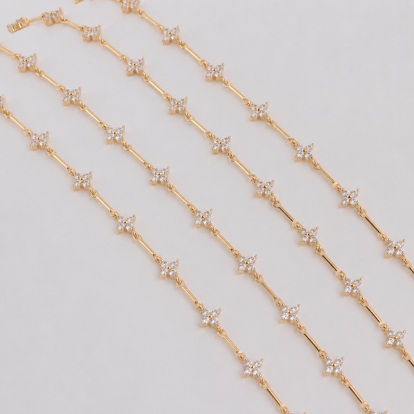14k Gold Filled Bar with Clover Zircon (Premium)