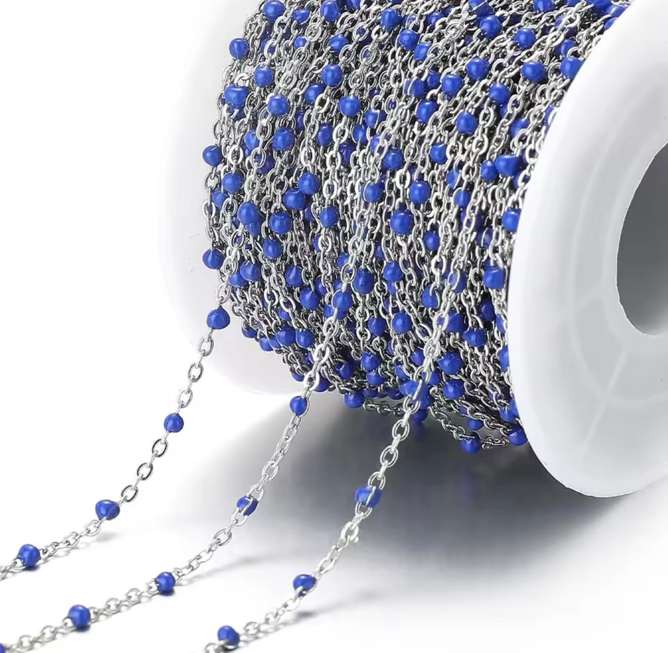 Stainless Steel Silver Enamel Drip Chain