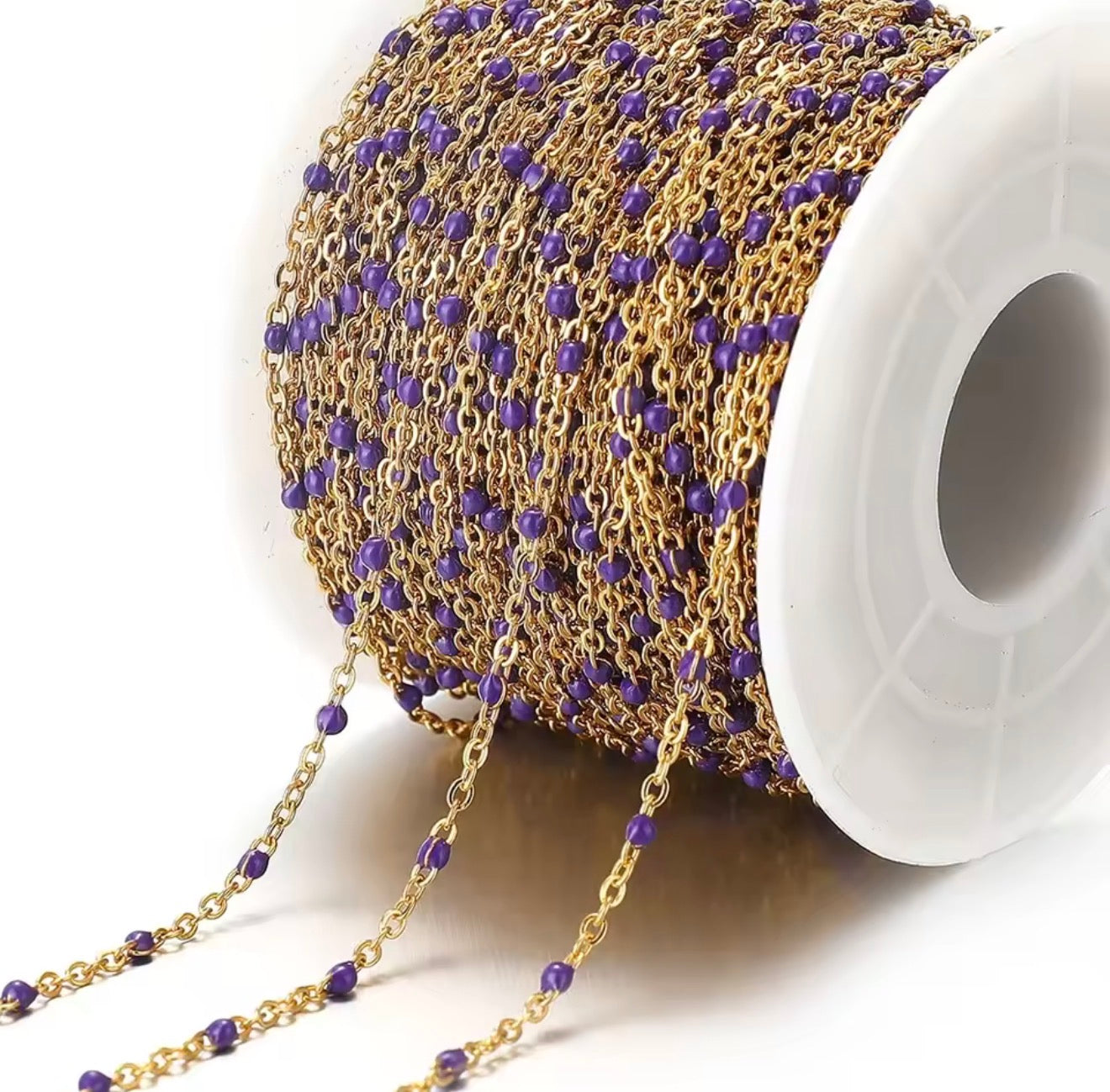 Stainless Steel gold Enamel Drip Chain Purple