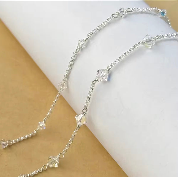 Sterling Silver Roll Chain Swarovski Crystal 3mm