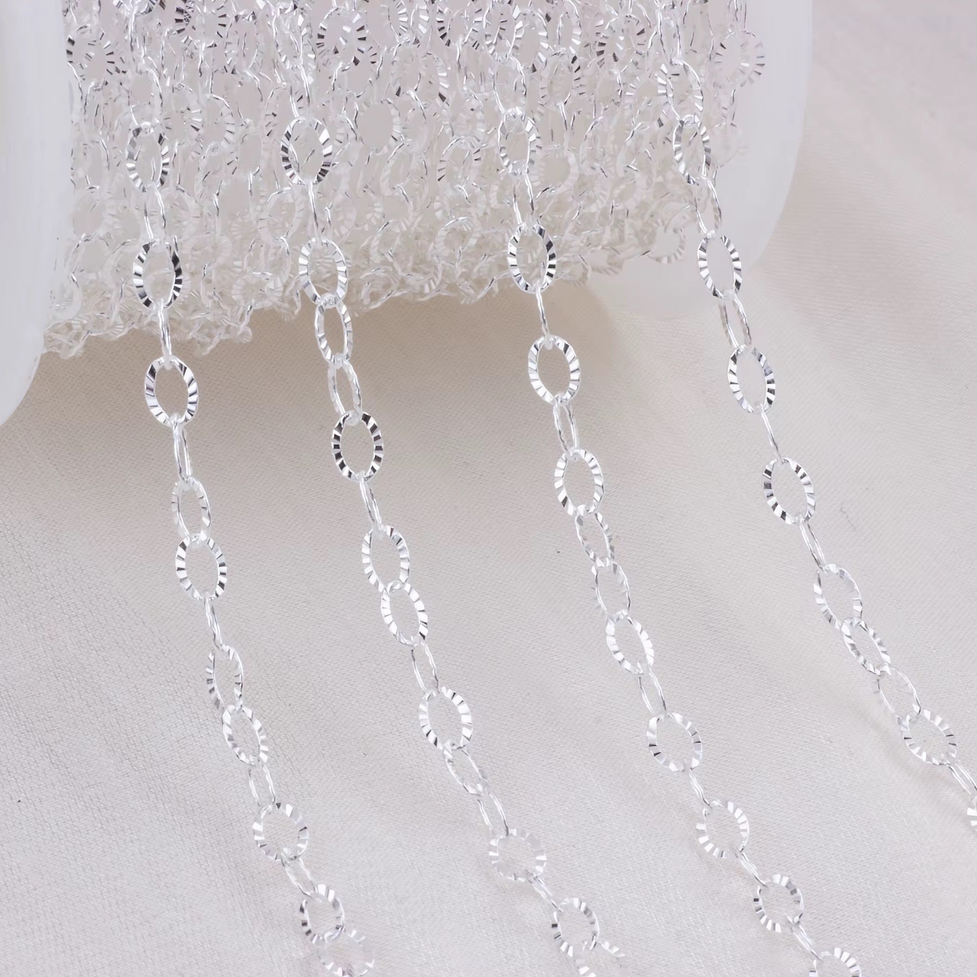 Sterling Silver Patterned Cable Chain