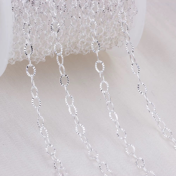 Sterling Silver Patterned Cable Chain