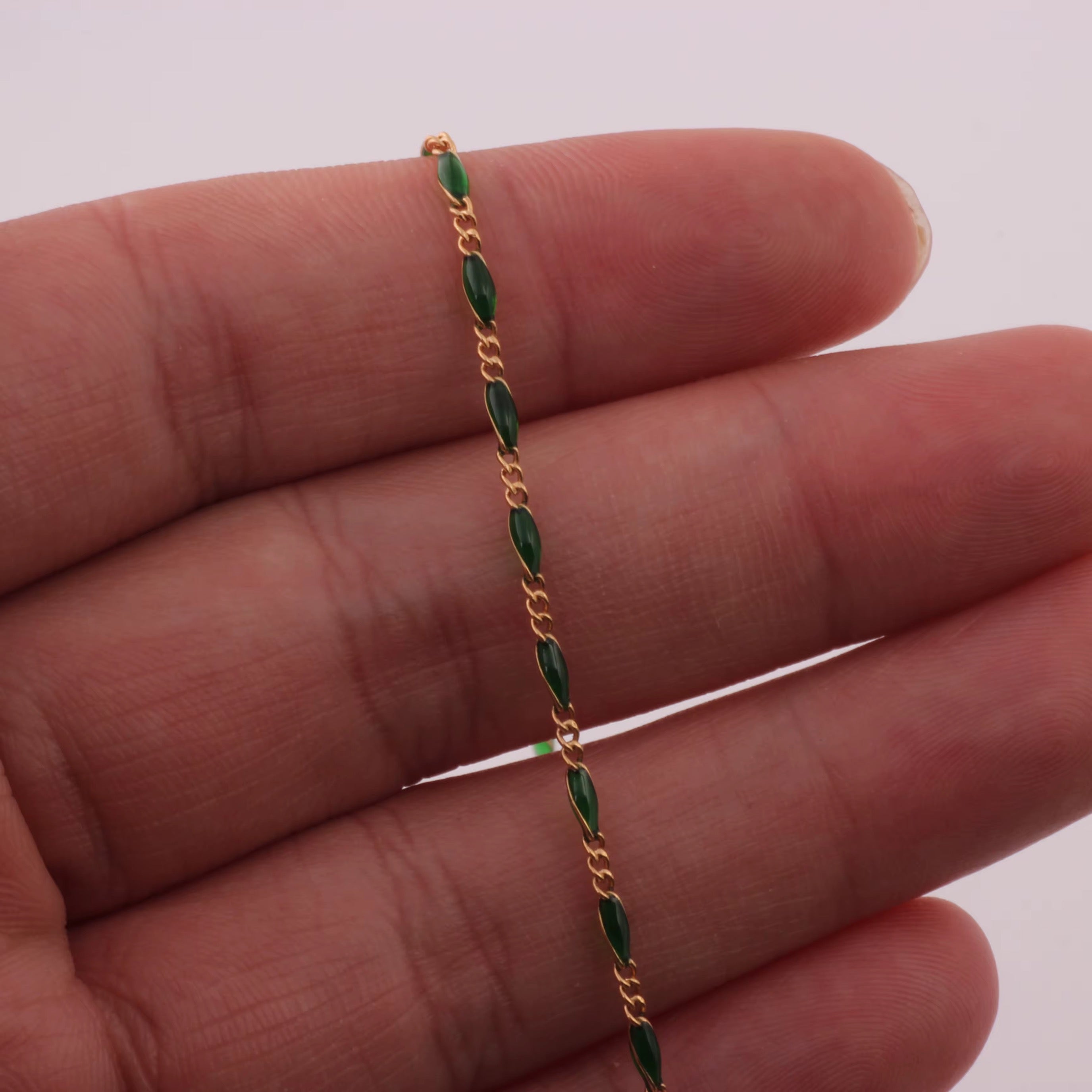 14K Gold Filled Figaro Chain 1.5mm Green