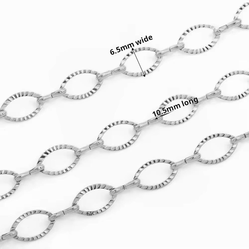 Stainless Steel Oval Hollow Embossed Flat Chain