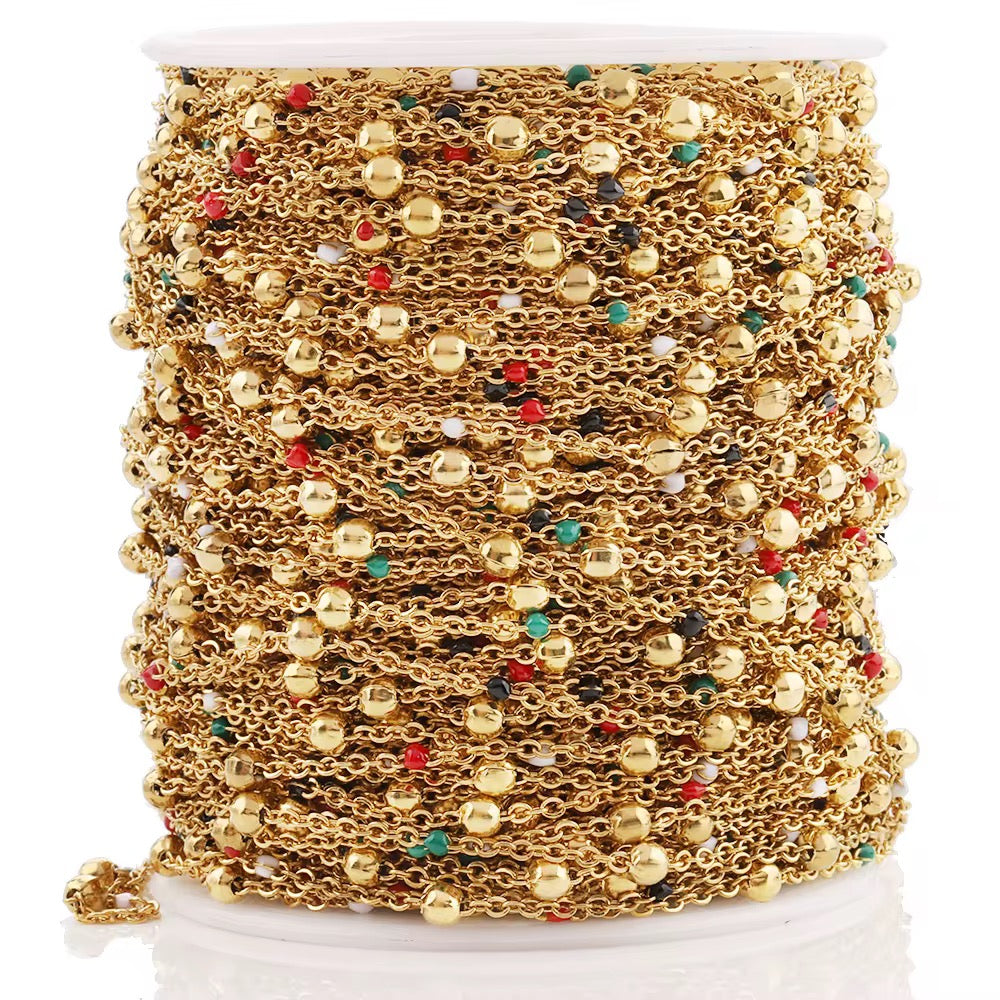 Stainless Steel Multi Colored enamel beads