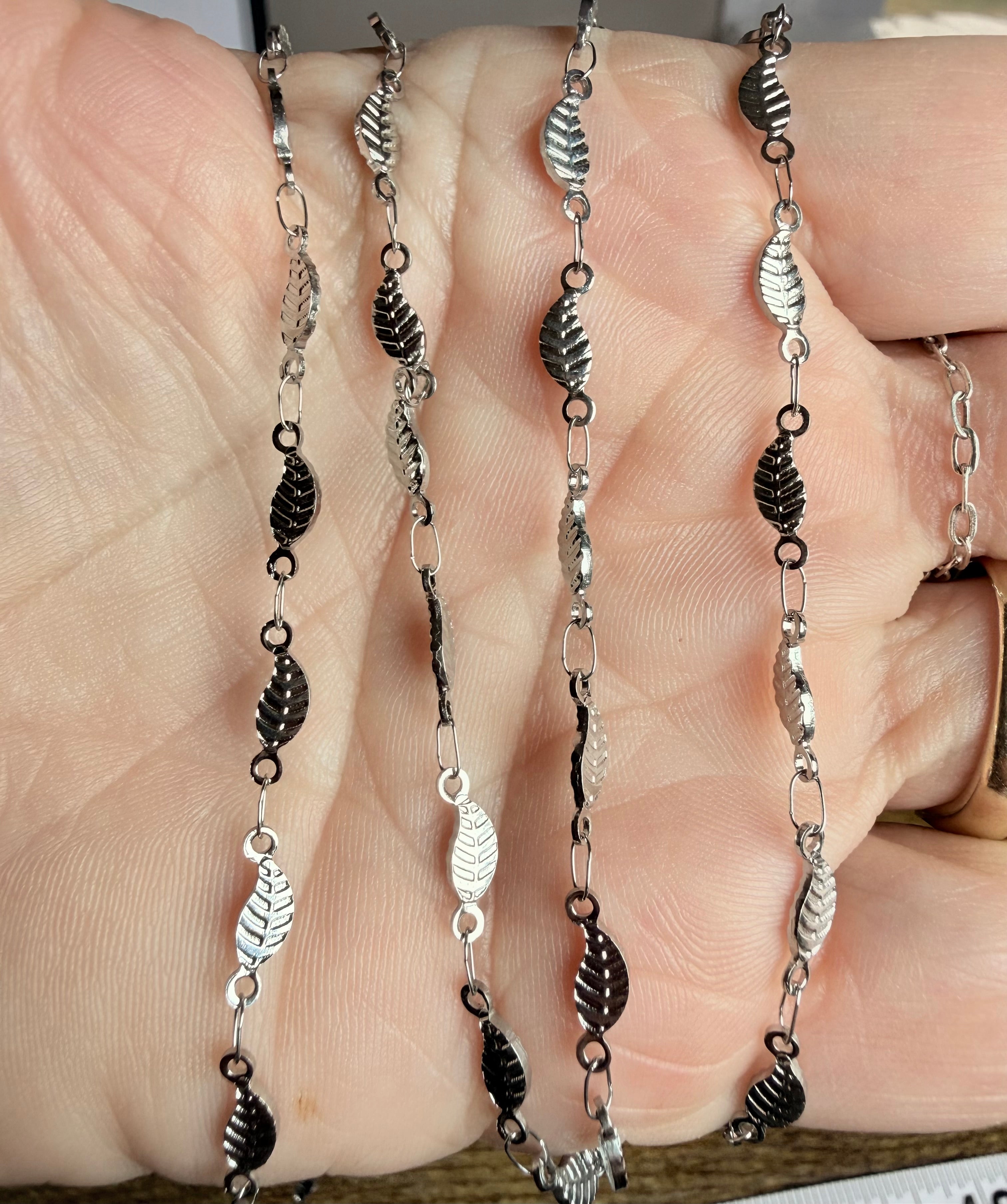 Stainless Steel Silver Leaf Chain