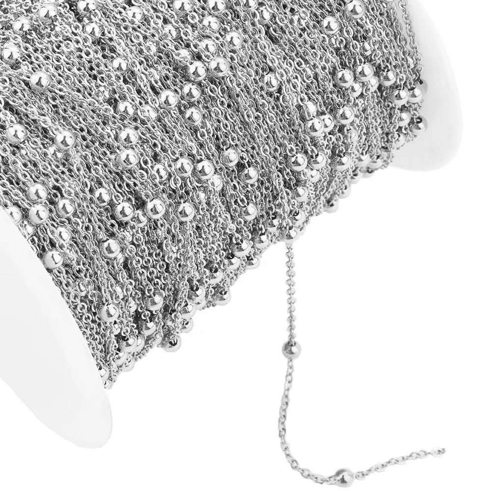 Stainless Steel Silver Beaded Chain