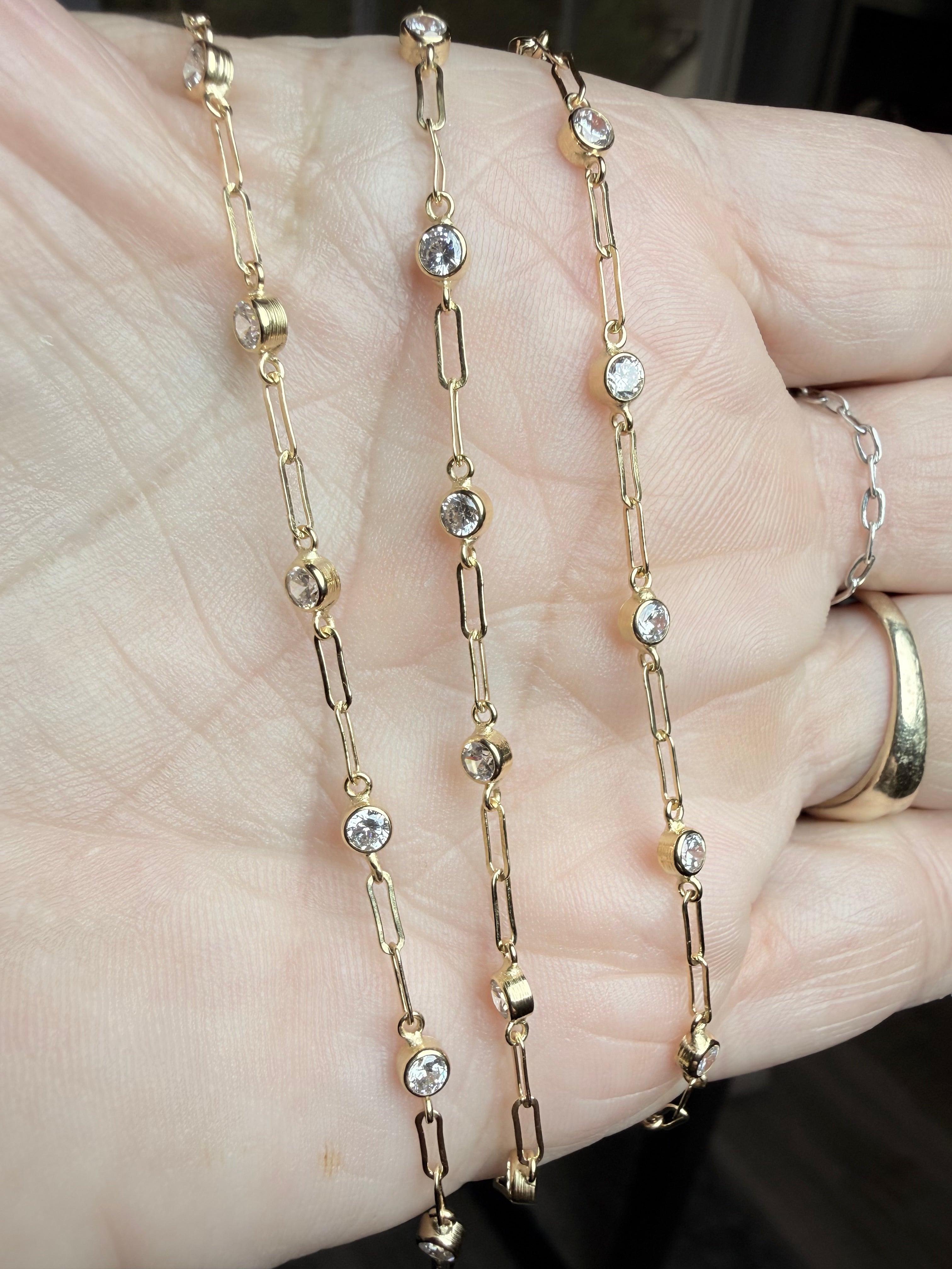 14k GF Paperclip Bezel Zircon