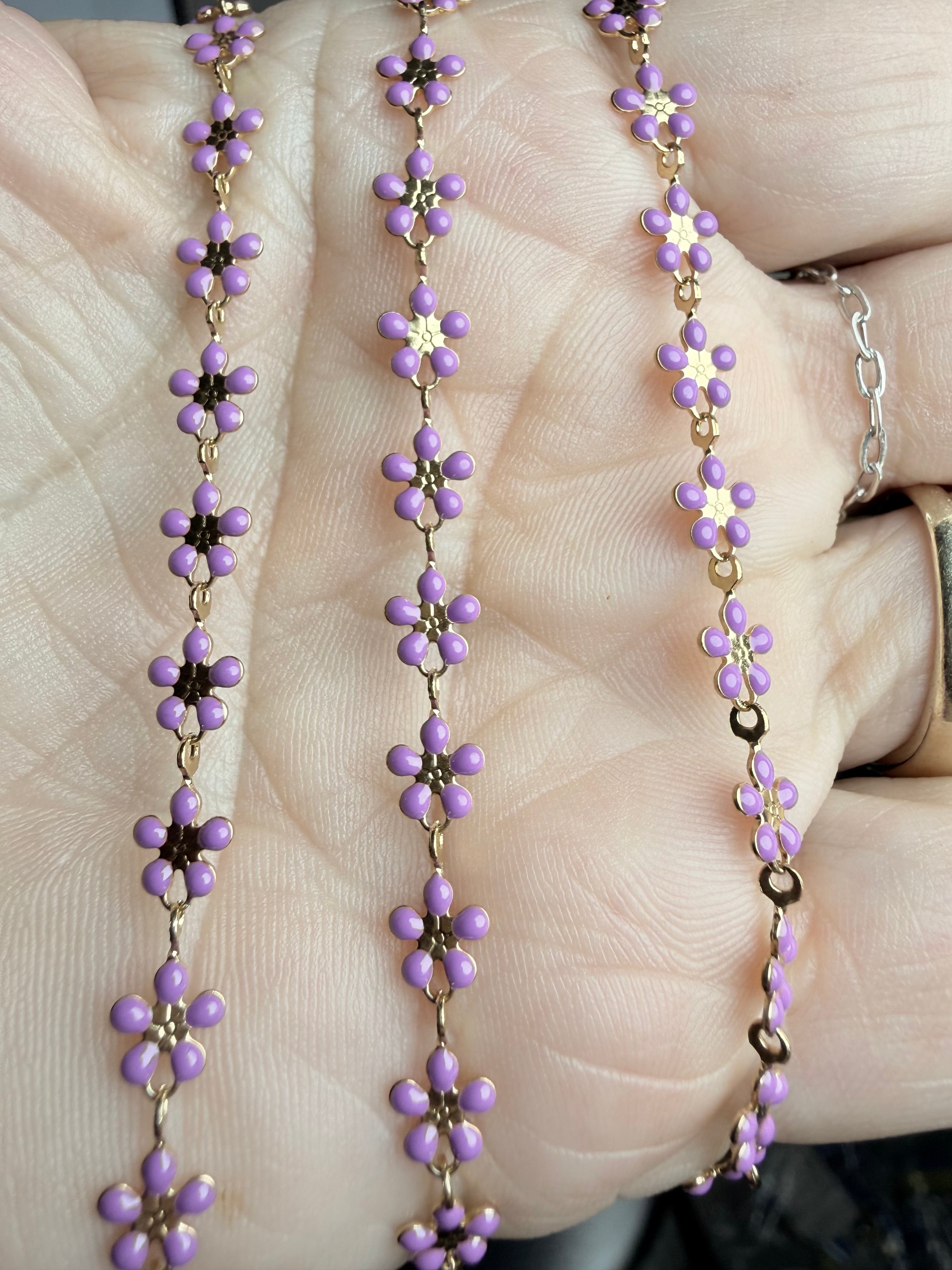 CLEARANCE ITEM Stainless Steel Gold with Purple Daisy