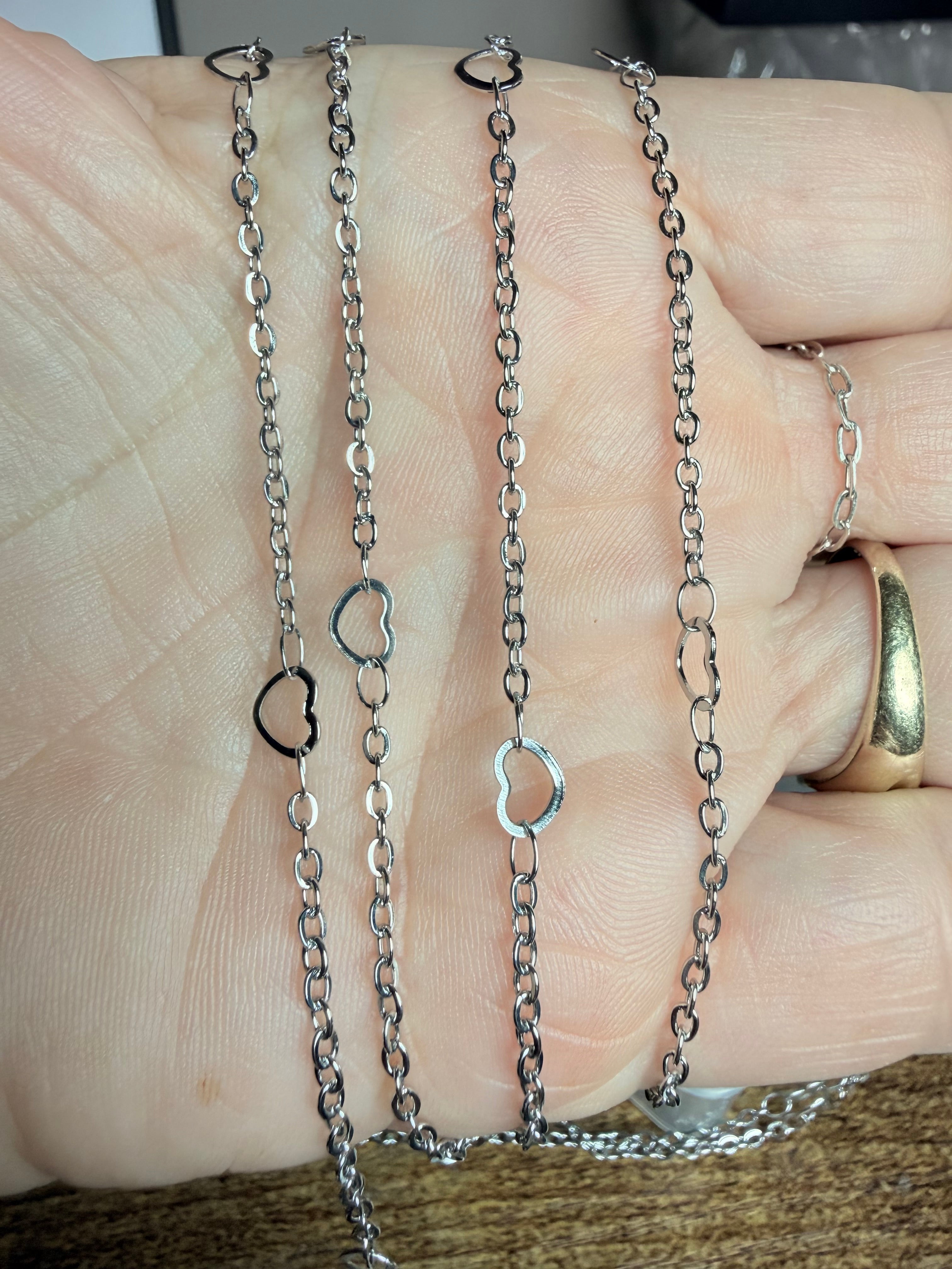Stainless Steel Silver Hearts