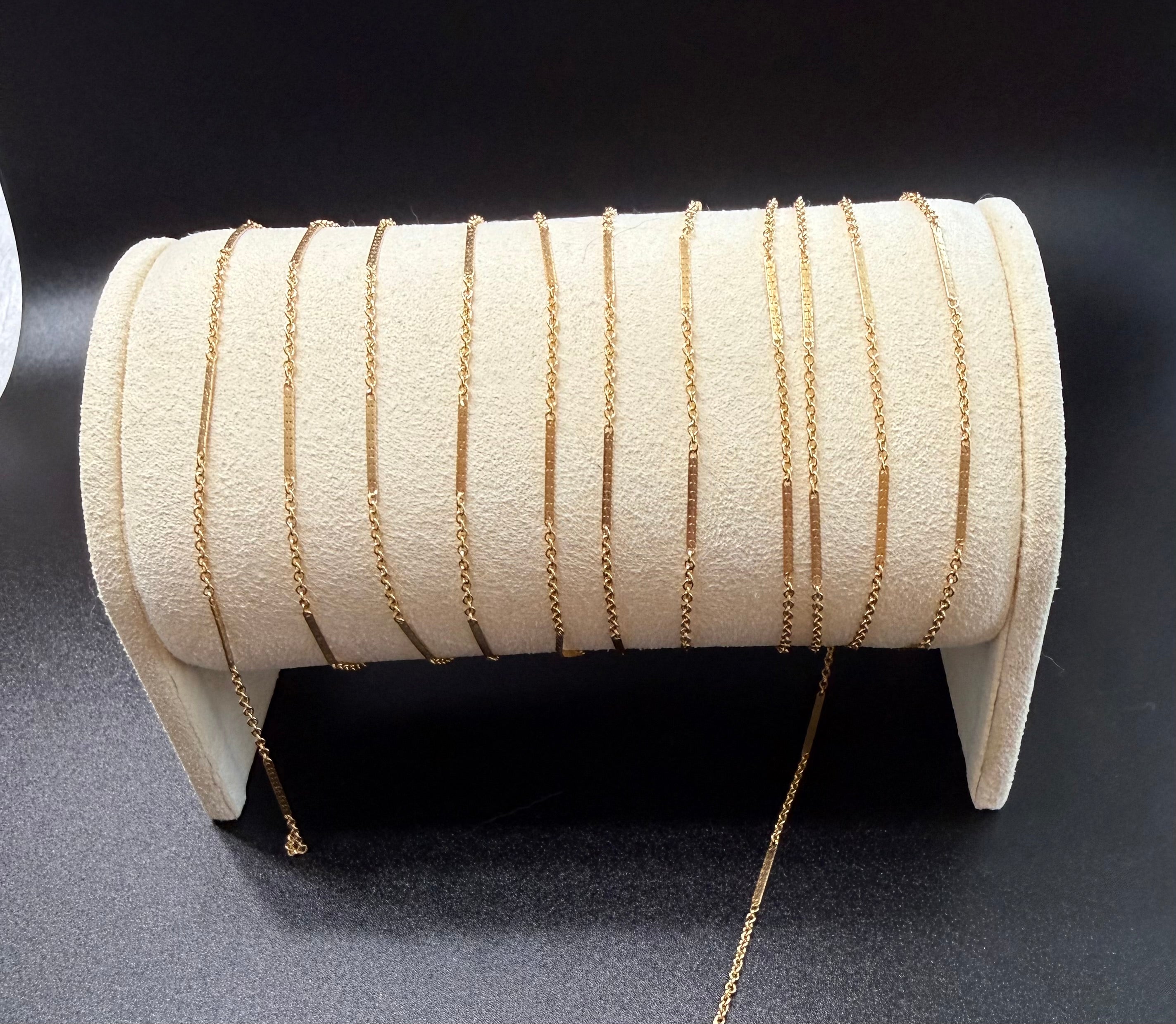 14k GF Cable Chain with Dapped Bar