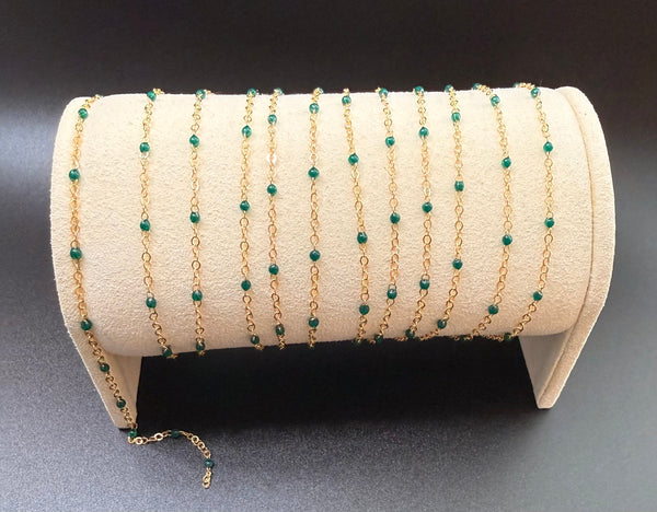 14k GF Cable Chain Green Enamel 1.68mm