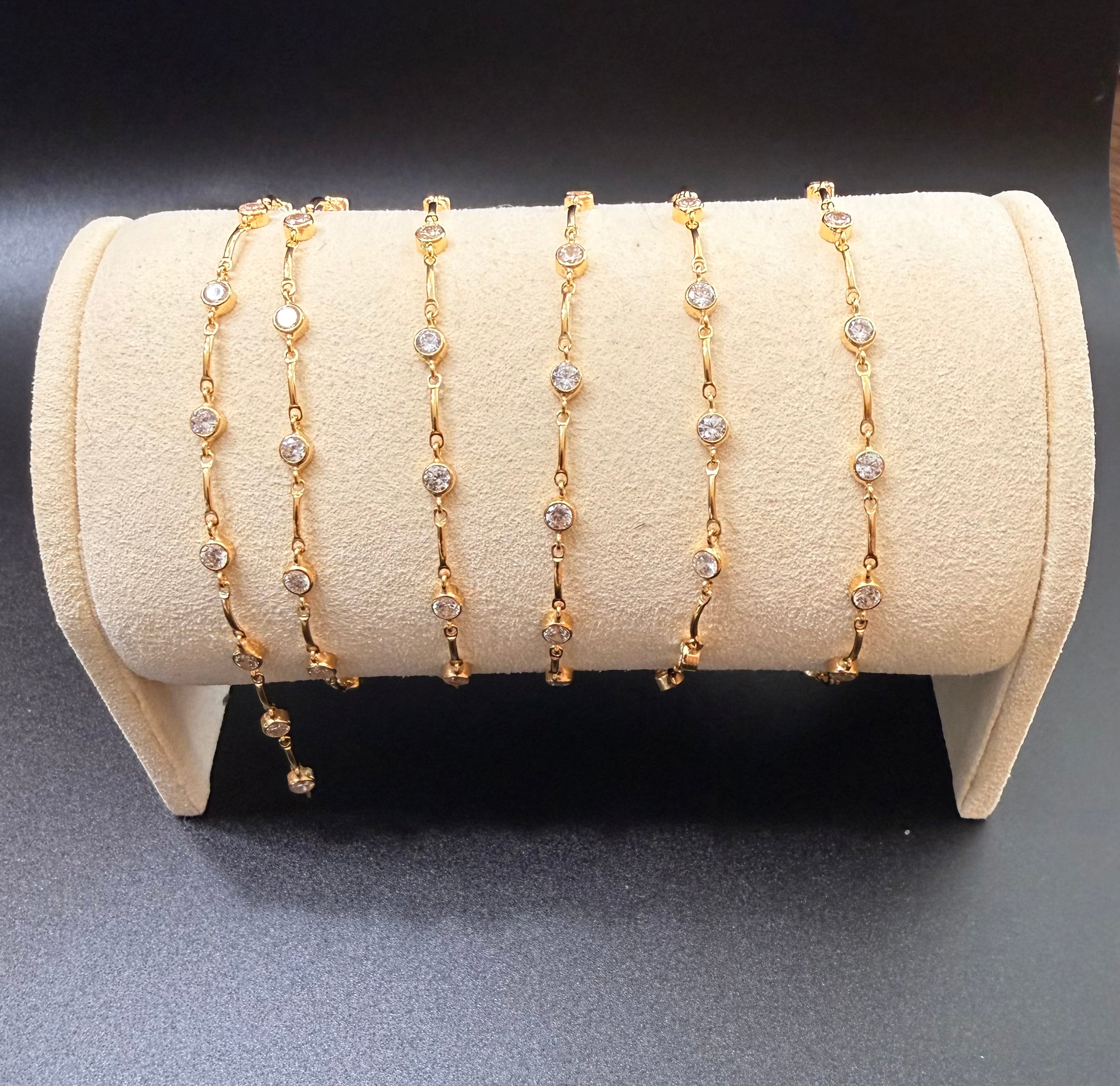 14k Gold Filled curved bar 3mm CZ