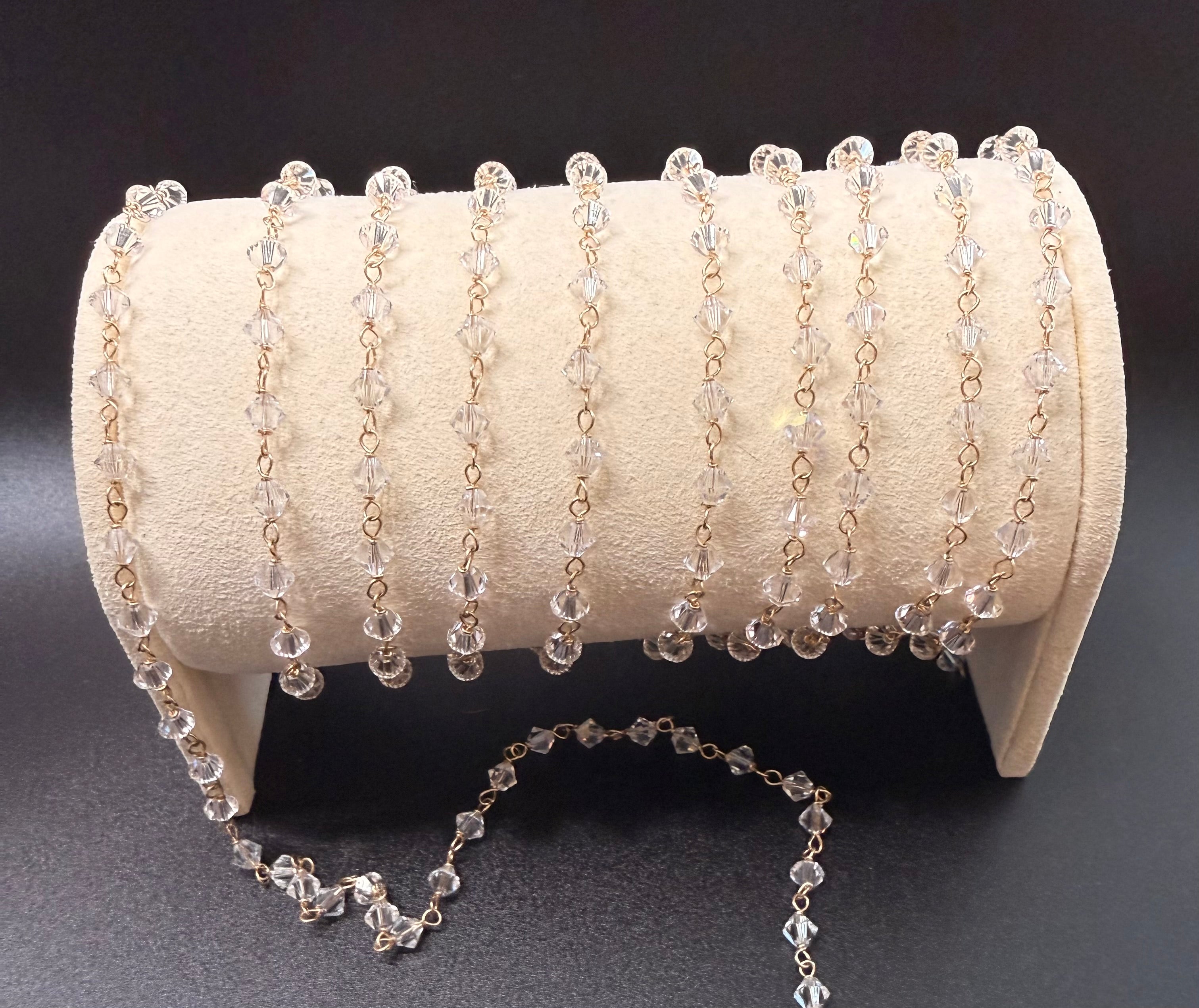 14K Gold Filled Swarovski Crystal Bead Chain