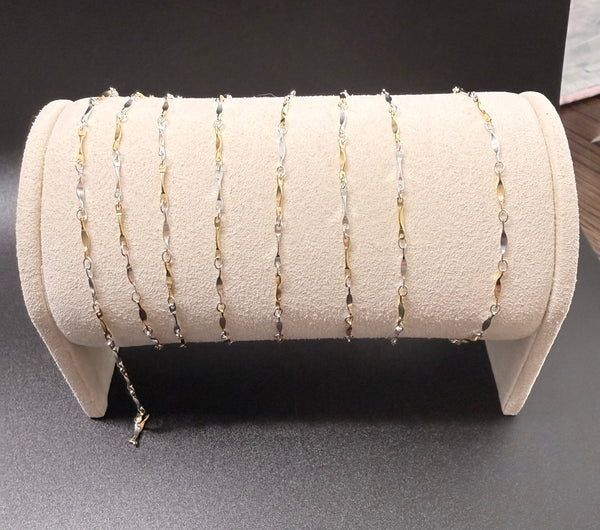 925 & 14K GF Dapped Bar Chain 8.5mmx1.3mm