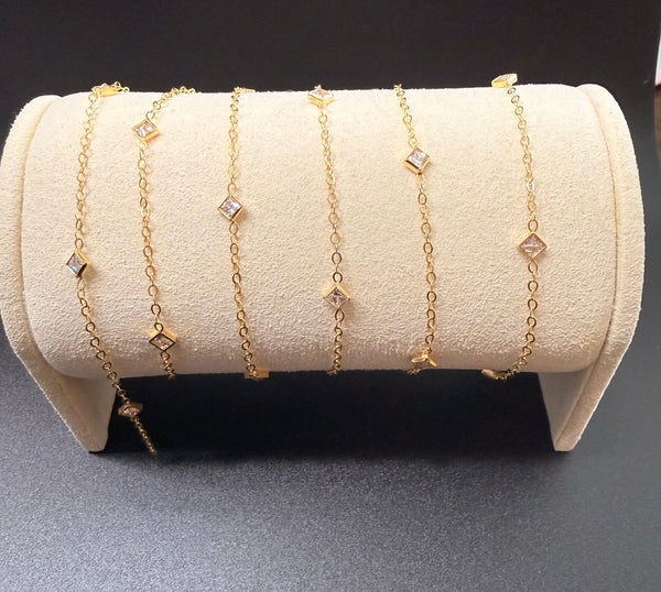 14K GF Cable Chain with CZ Square Premium