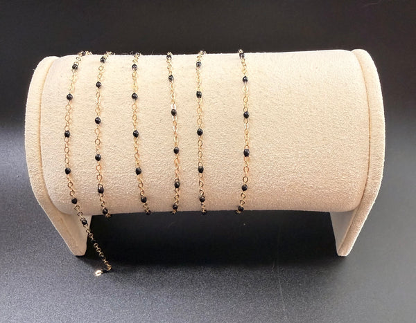 14k Gold Filled 1.68mm Cable Chain Black Enamel