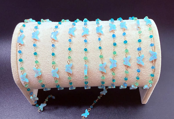 14k Gold Filled Cable Chain with Mint Butterflies