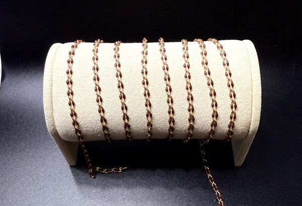 14k GF 3mm Curb Chain with Brown Enamel RZ Links Exclusive