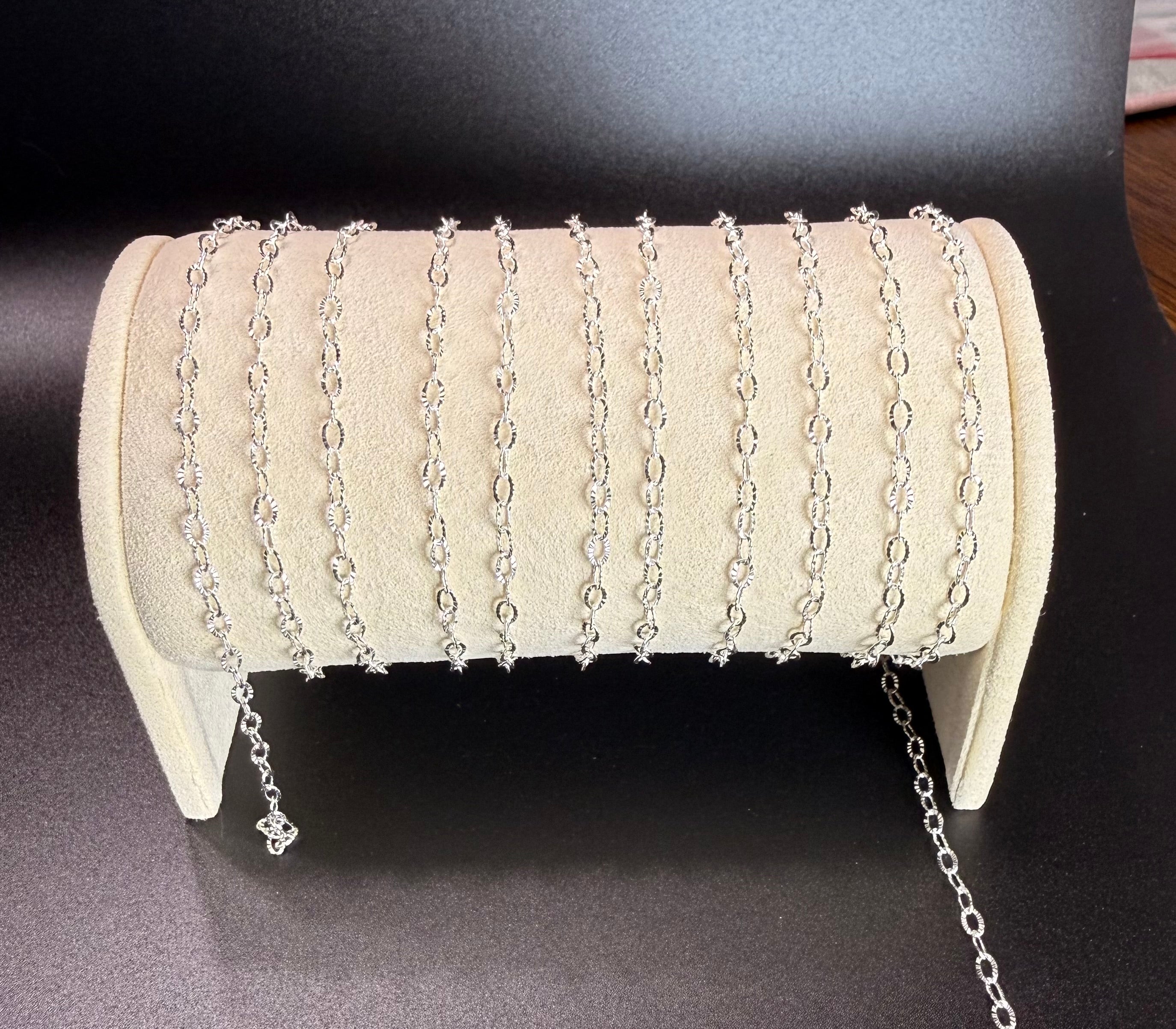 925 Sterling Silver Patterned Cable Chain