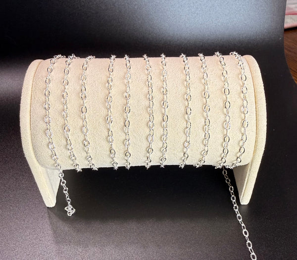 925 Sterling Silver Patterned Cable Chain