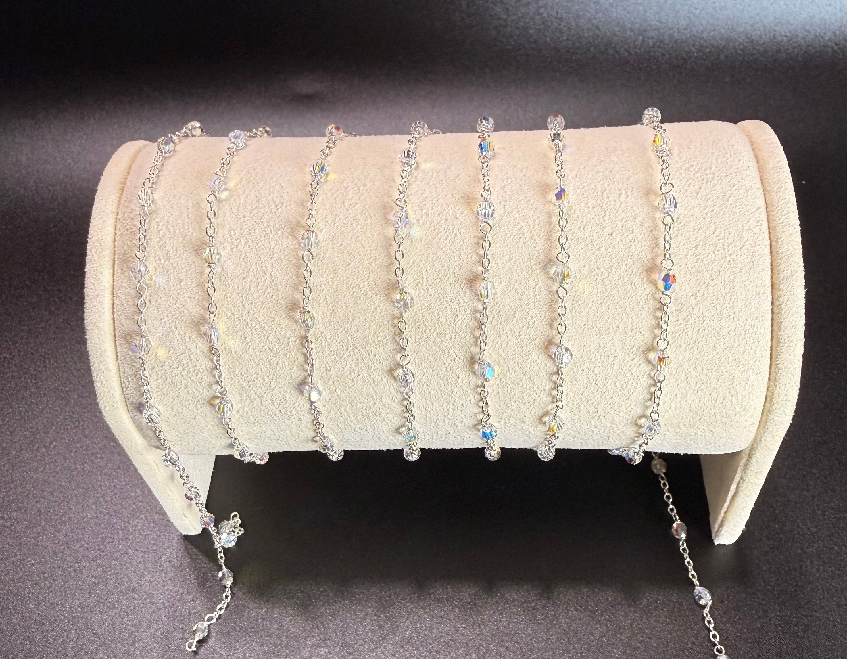 925 Sterling Silver with crystal beads