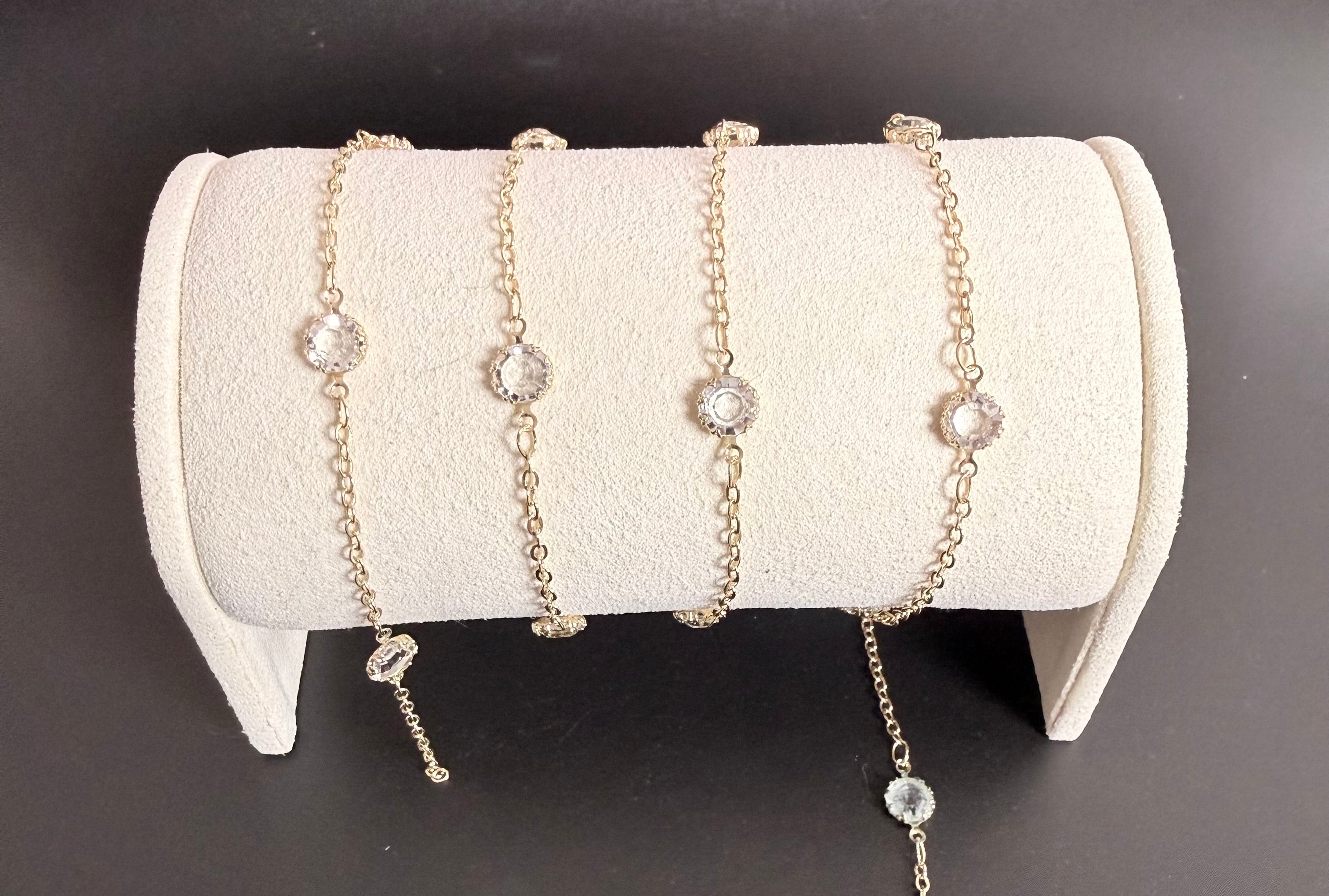 Stainless Steel Cable Chain with Clear Crystal