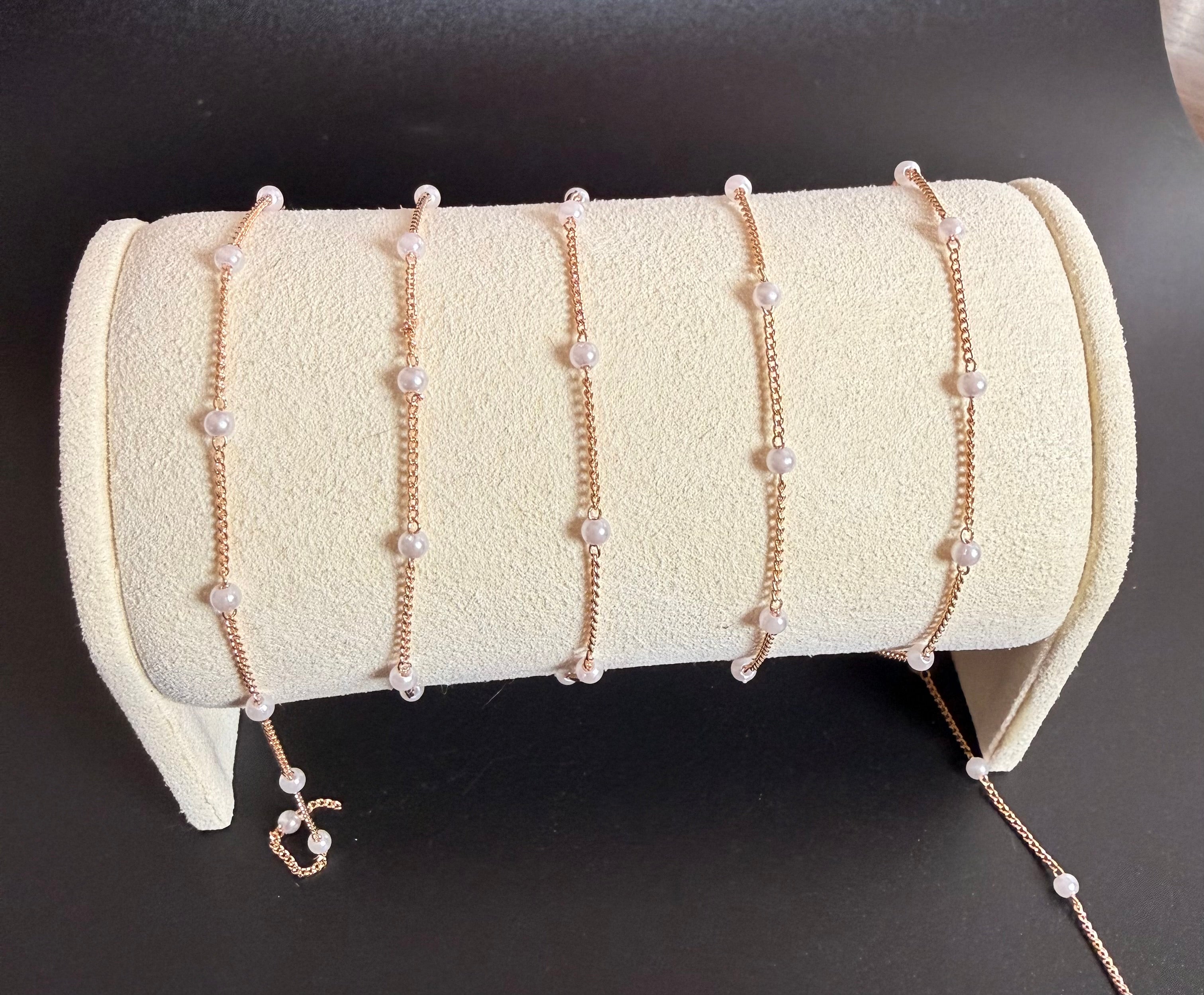 Stainless Steel chain with Beads Gold