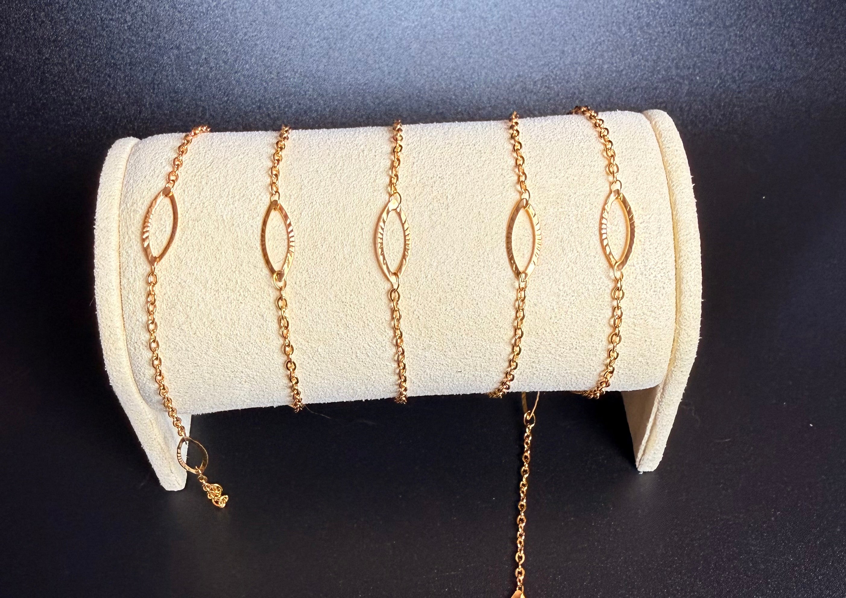 Stainless Steel Cable chain with Elongated Oval shape Gold