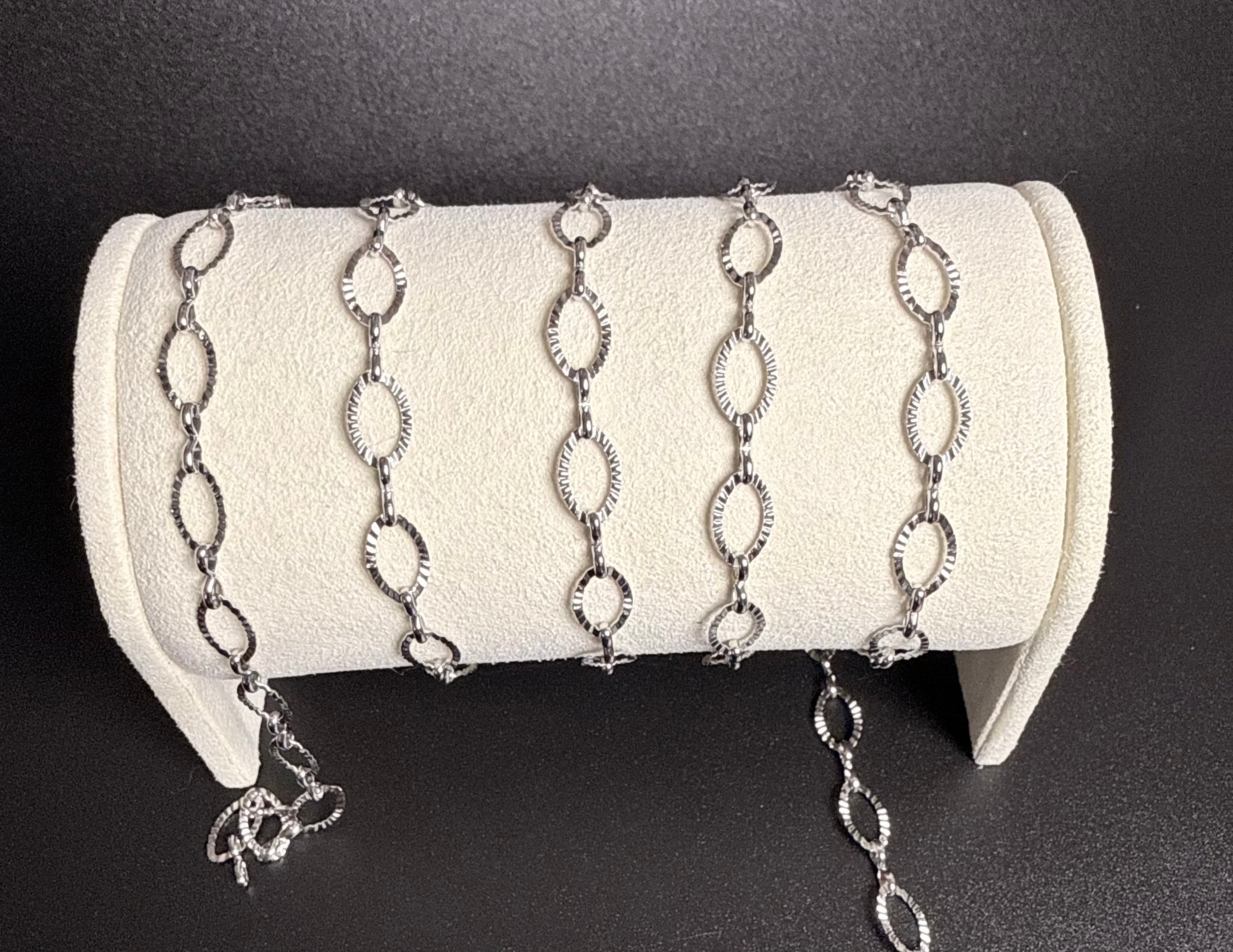 Stainless Steel textured Oval Silver
