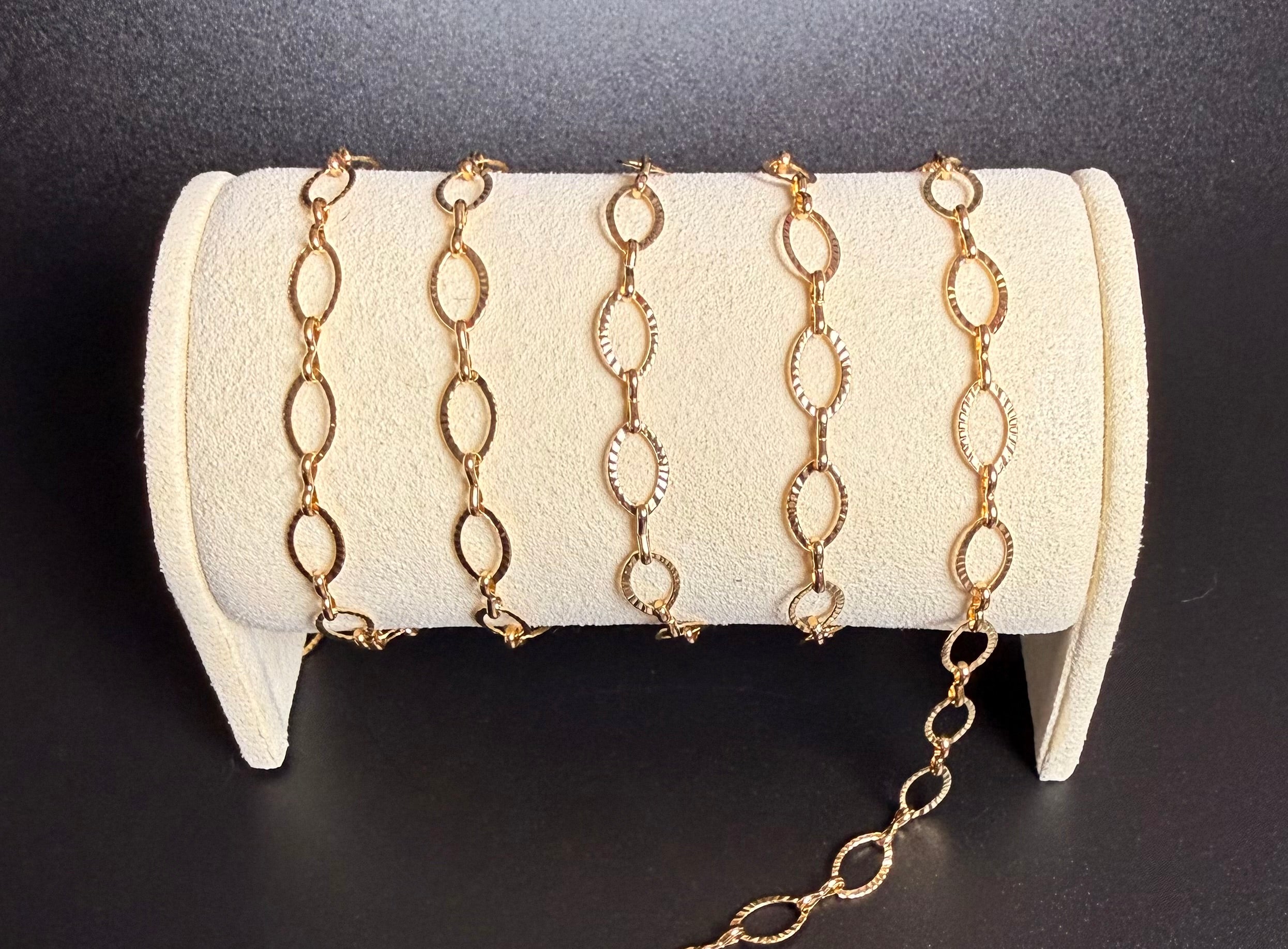 Stainless Steel Textured Oval Gold