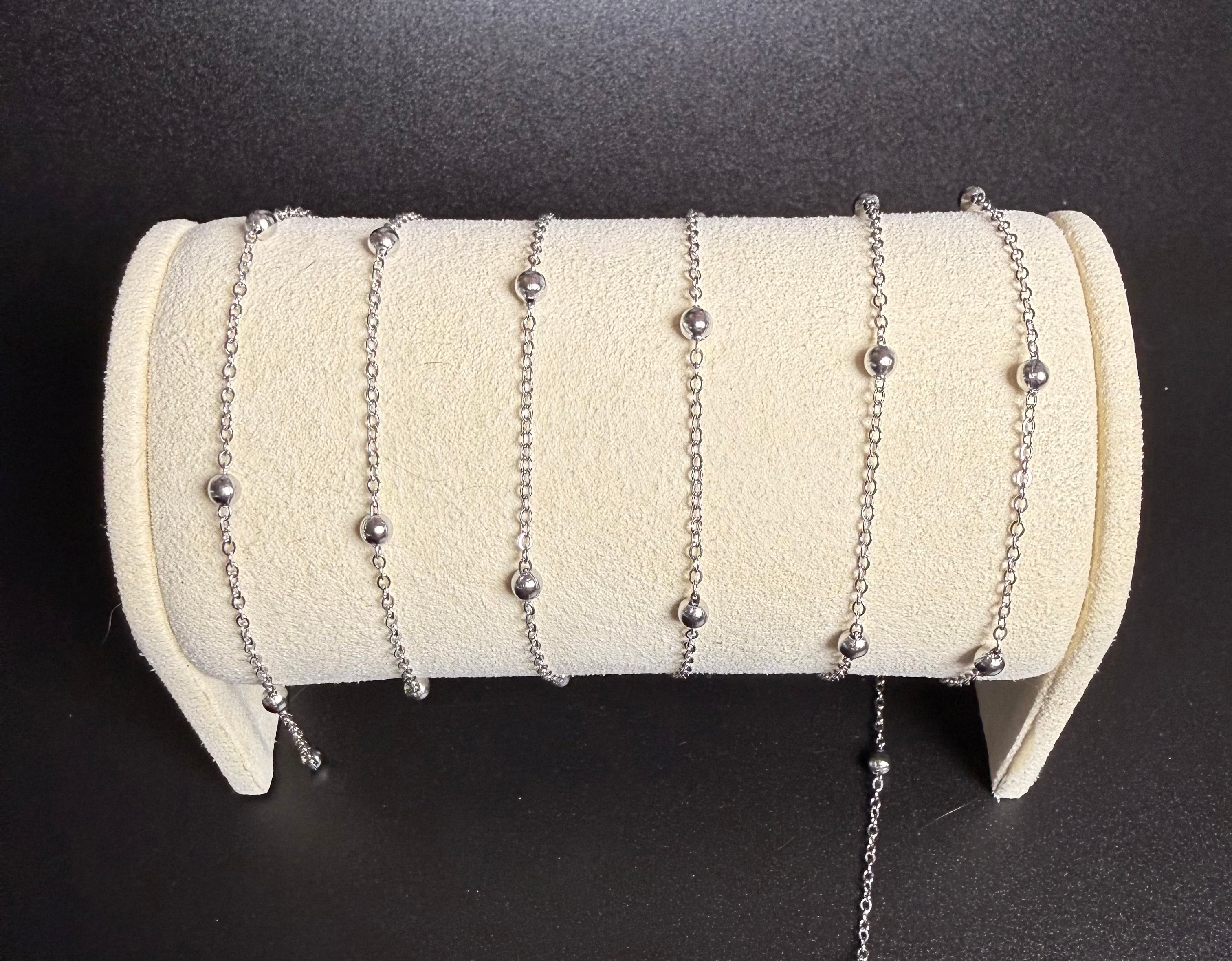 Stainless steel Beaded Chain Silver