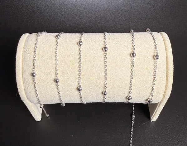 Stainless steel Beaded Chain Silver