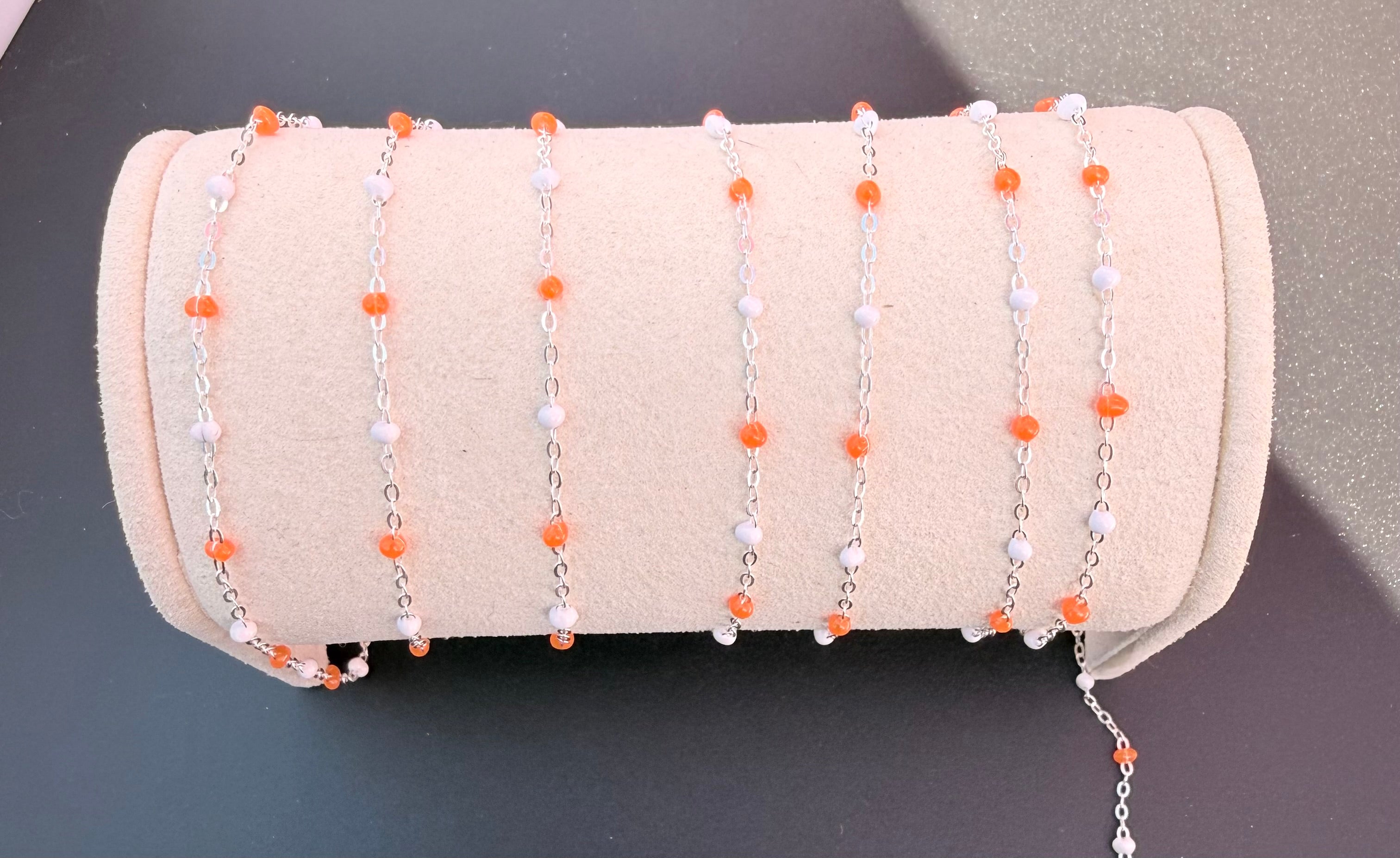 Sterling Silver Candy Corn chain with Enamel